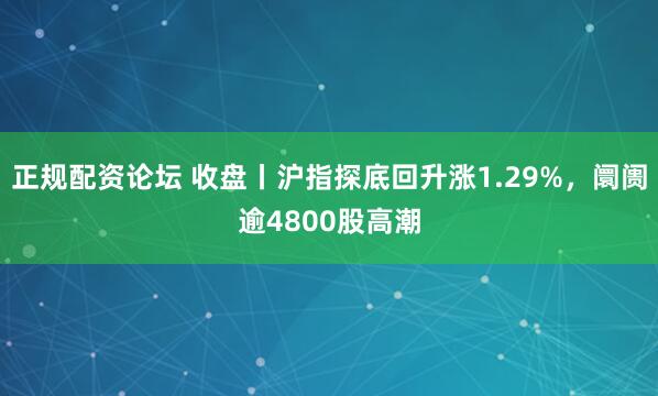正规配资论坛 收盘丨沪指探底回升涨1.29%，阛阓逾4800股高潮