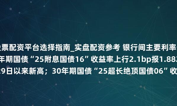 股票配资平台选择指南_实盘配资参考 银行间主要利率债收益率快速上行，10年期国债“25附息国债16”收益率上行2.1bp报1.8825%，创2025年9月29日以来新高；30年期国债“25超长绝顶国债06”收益率上行1.5bp报2.2990%，创2024年11月20日以来新高。