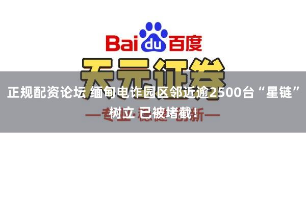 正规配资论坛 缅甸电诈园区邻近逾2500台“星链”树立 已被堵截！